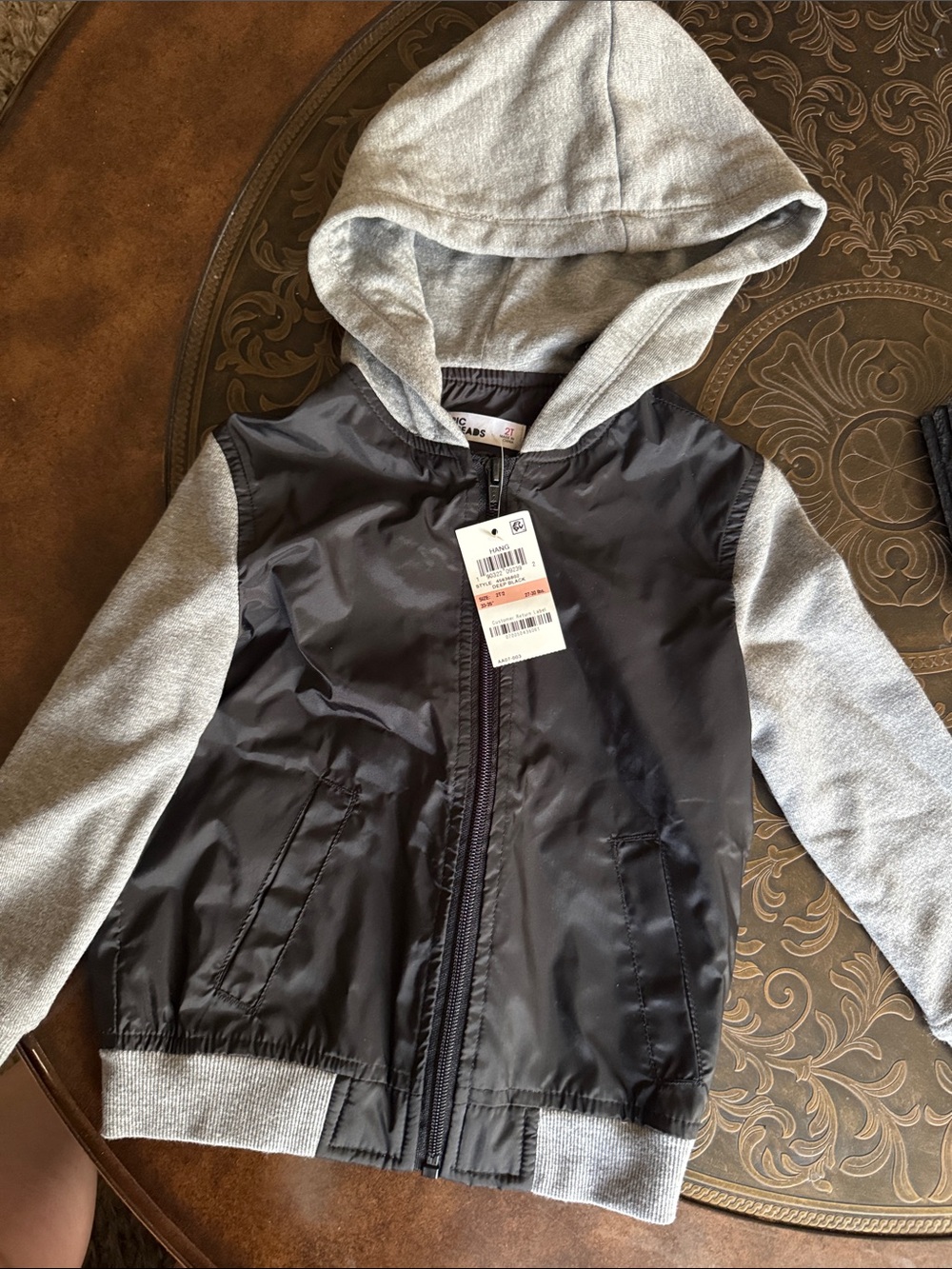Epic Threads Black and Gray Hooded Kids Jacket